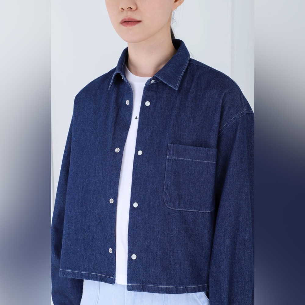 APC Samantha Denim Jacket/Shirt in Washed Indigo - Picture 11 of 11